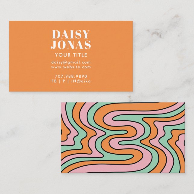 Visita Resumen de la tarjeta de presentación de Retro 70 (Anverso / Reverso)