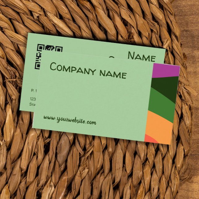 Visita Resumen Tarjeta de presentación QR verde rosa amar (Ideal for anyone in the beauty biz – hairstylists, makeup artists, consultants.)