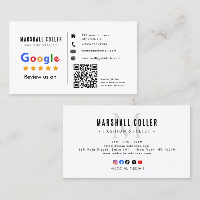 Visita Revisión de Google con tarjeta de presentación con (Anverso / Reverso)