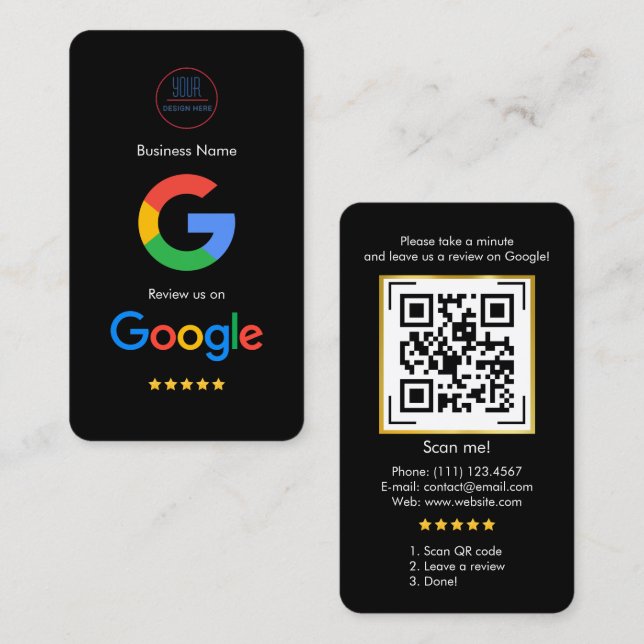 Visita Revisión de Google con tarjeta profesional de enla (Anverso / Reverso)