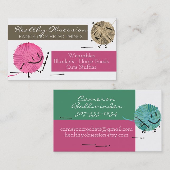 Visita Rincón retro garabato crochet ganchos tarjeta de n (Anverso / Reverso)