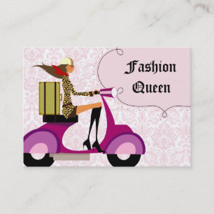 Visita Rosa de la mujer de la vespa de la tarjeta de