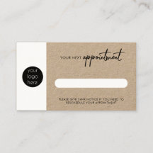 Rústica tarjeta de cita siguiente para el negocio 