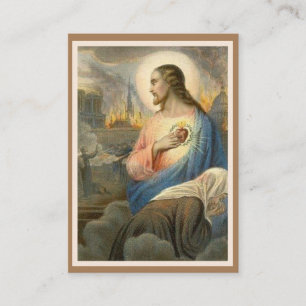 Visita Sagrado Corazón de Jesús Vintage Sagrada Tarjeta N