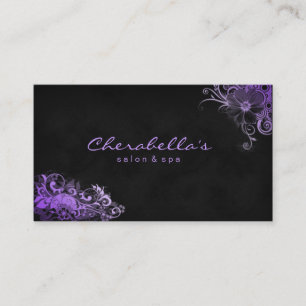 Visita Salón de moda Spa Floral Tarjeta de Negocios Purp