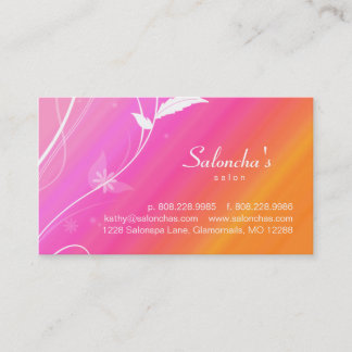 Visita Salon Spa Tarjeta de Negocios naranja rosa hoja