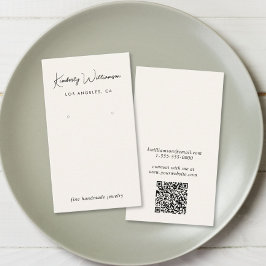 Visita Script de moda QR Código Crema Tarjeta de visualiz