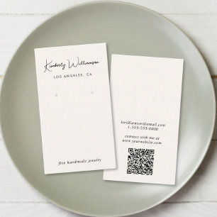 Visita Script de moda QR Código Crema Tarjeta de visualiz