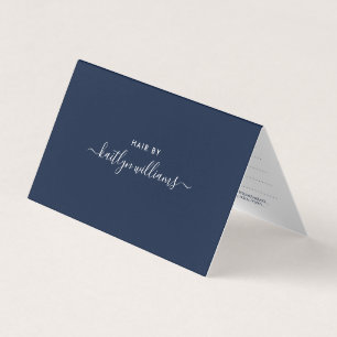 Visita Script simple, tarjeta de cita azul y blanca de la