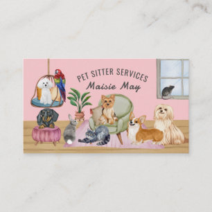 Visita Sentado mascota, Paseo de Perros, Tarjeta de Negoc