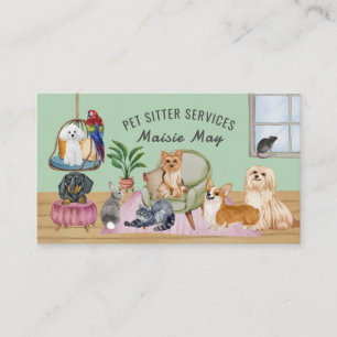 Visita Sentado mascota, Paseo de Perros, Tarjeta de Negoc