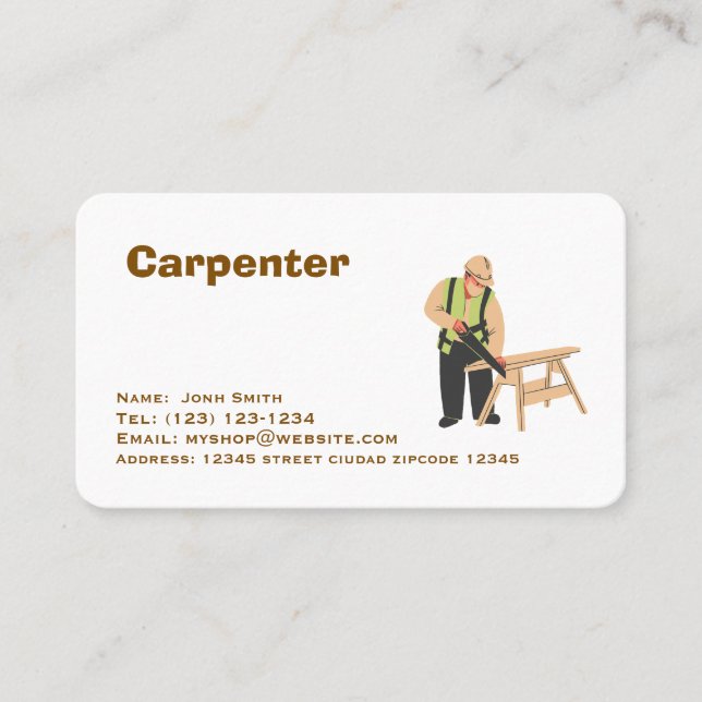 Visita servicios de carpintería tarjeta de presentación e (Anverso)