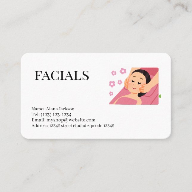 Visita servicios de faciales tarjeta de presentación edit (Anverso)