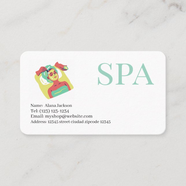 Visita servicios de spa tarjeta de presentación editable (Anverso)
