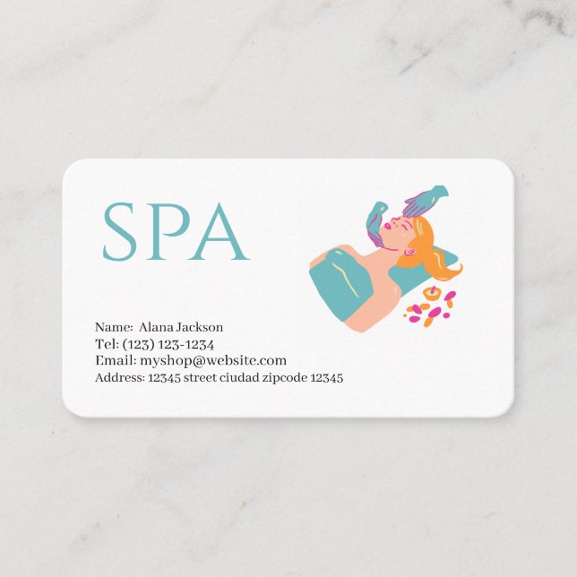 Visita servicios de spa tarjeta de presentación editable (Anverso)