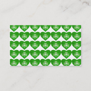 Visita Shamrock Hearts Tarjeta de negocios blanca de vuel