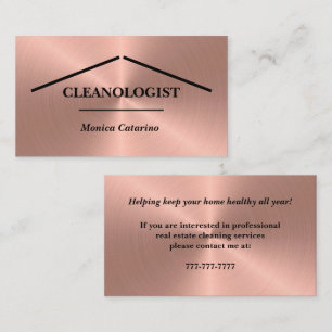 Visita Shiny Rosa Gold Home Cleding Tarjeta de negocios
