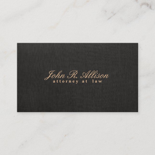 Visita Simple Black Faux Linen - Tarjeta de presentación  (Anverso)