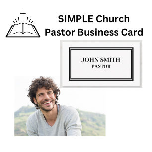 Visita SIMPLE Iglesia Pastor Tarjeta de Negra y Blanco