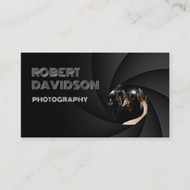 Visita Simple negro, tarjeta de fotógrafo de enfoque de l (Anverso)