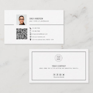 Visita Simple tarjeta comercial de código QR con foto, l