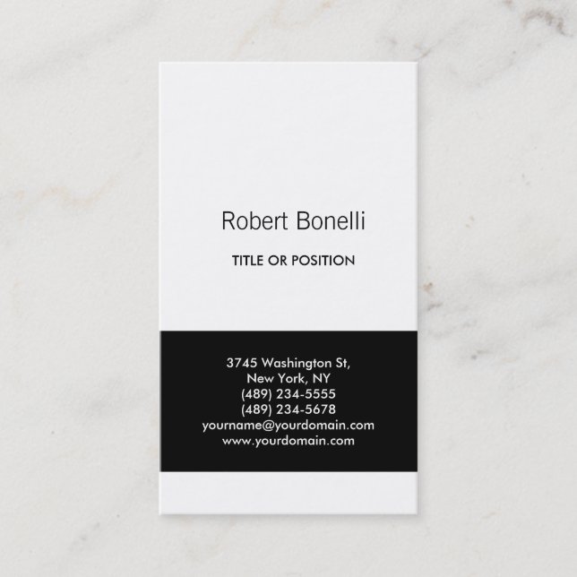 Visita Simple tarjeta de presentación moderna en blanco y (Anverso)