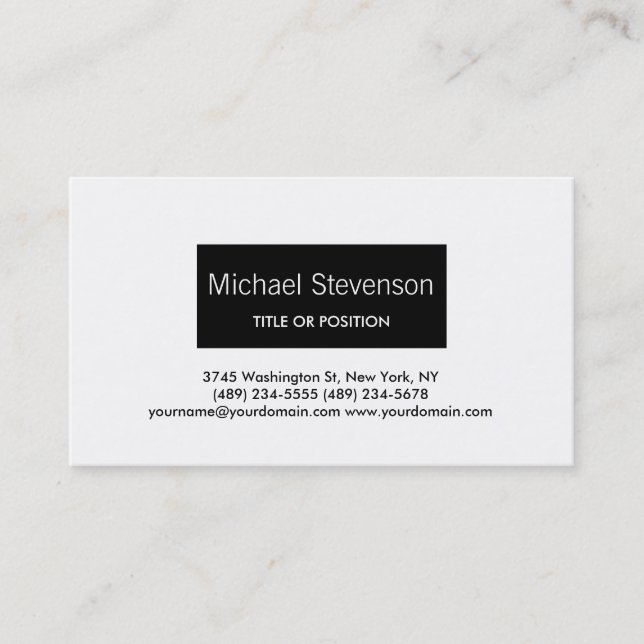 Visita Simple tarjeta de presentación moderna en blanco y (Anverso)