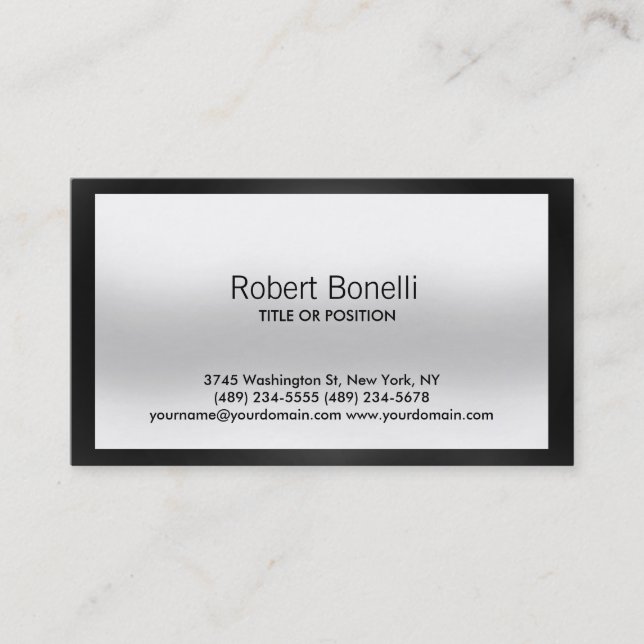 Visita Simple tarjeta de presentación moderna en blanco y (Anverso)