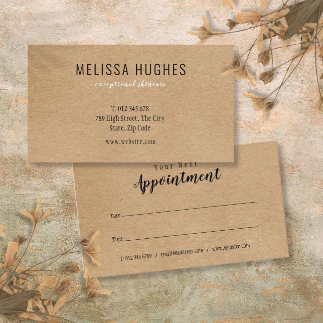 Visita Simple y moderna tarjeta de cita de Kraft ruso (Simple Modern Rustic Kraft Appointment Card)