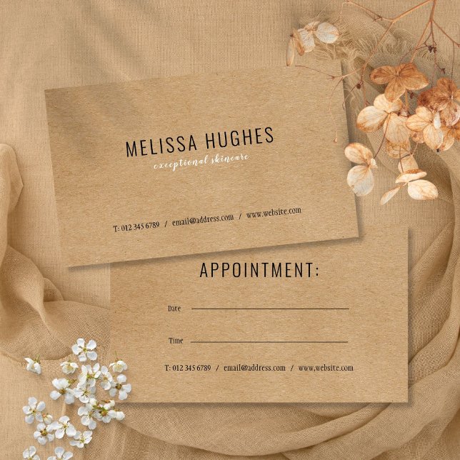 Visita Simple y moderna tarjeta de cita de Kraft ruso (Simple Modern Rustic Kraft Appointment Card)
