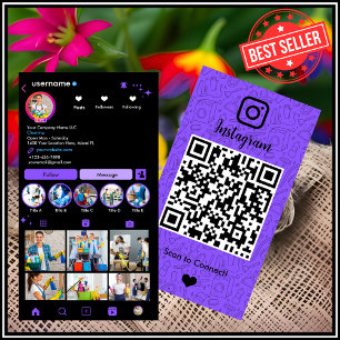 Visita Sirvienta Limpieza Instagram Morado Tarjeta de p