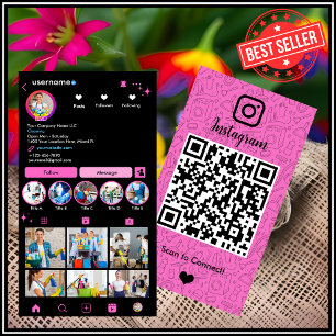 Visita Sirvienta Limpieza Instagram Rosa Tarjeta de pre