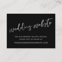 Visita Sitio web de boda plateado negro y tarjeta de avis