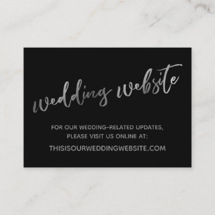 Visita Sitio web de boda plateado negro y tarjeta de avis