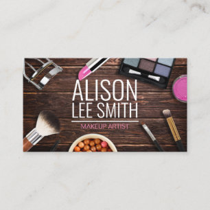 Visita Sorprendente Makeup Artista Wood Desk Tarjeta de p