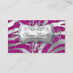 Visita Sparkle Jewelry Tarjeta de negocios Zebra Plata Ro