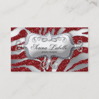 Visita Sparkle Jewelry Tarjeta de presentación Zebra Silv