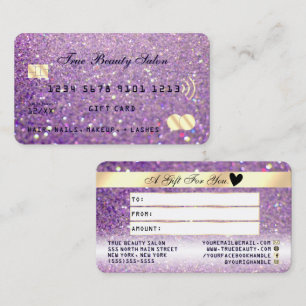 Visita Sparkly Lilac Purple Gold Purpurina tarjeta de reg