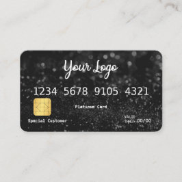 Visita Su tarjeta de crédito con aspecto de Purpurina neg