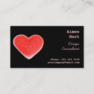 Visita Sweet Heart Black tarjeta de negocios espalda roja