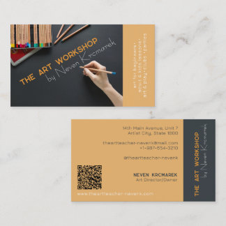 Visita Taller de Arte Tarjeta de Negocio Artista Amarillo