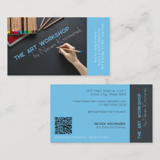 Visita Taller de Arte Tarjeta de Negocio Artista Azul