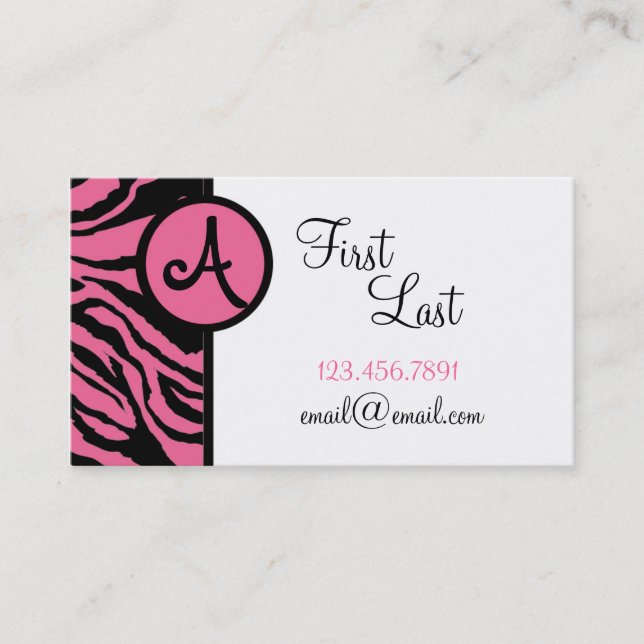 Visita Tarjeta adolescente de Businss de la cebra rosada (Anverso)
