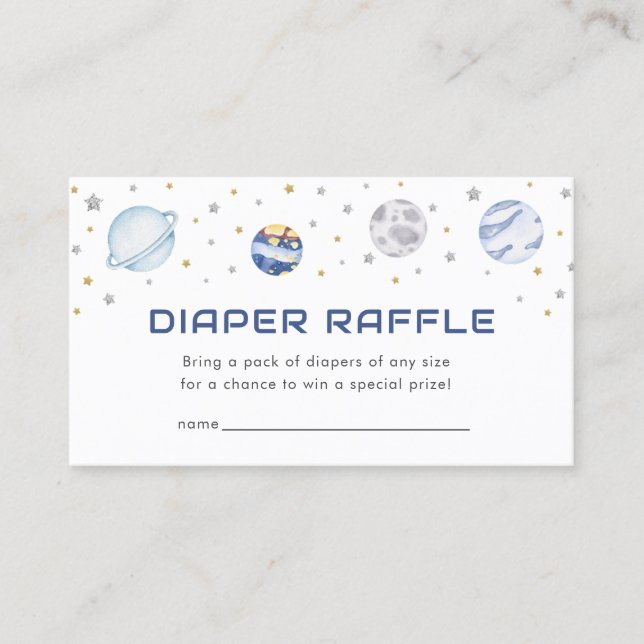 Visita Tarjeta Baby Shower Diaper Raffle de astronauta Sp (Anverso)