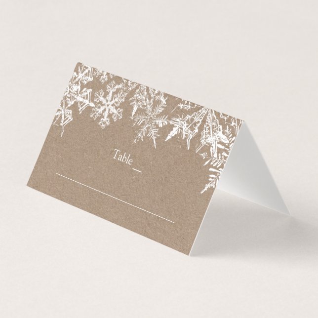 Visita Tarjeta blanca y de Kraft Snowflakes Winter Weddin (Anverso)