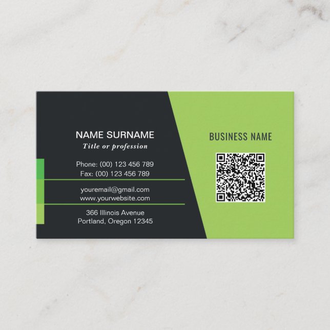Visita Tarjeta comercial de código QR para profesionales (Anverso)