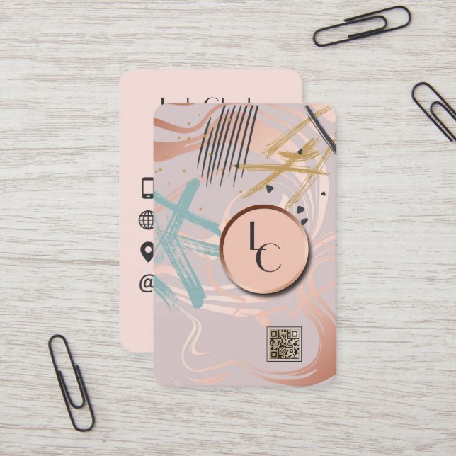 Visita tarjeta comercial de diseñador de código qr abstra (Anverso/Reverso In Situ)