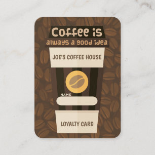 Visita tarjeta comercial de fidelidad a la casa de café