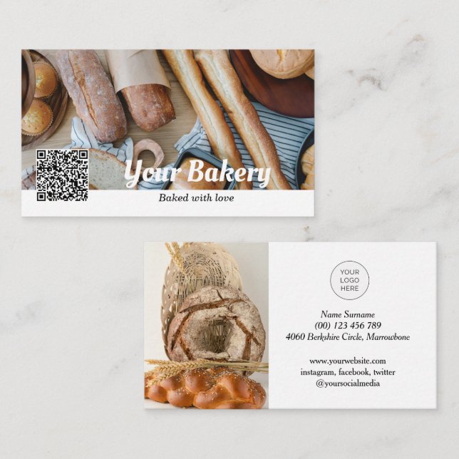 Visita Tarjeta comercial de la panadería fotográfica con  (Anverso / Reverso)