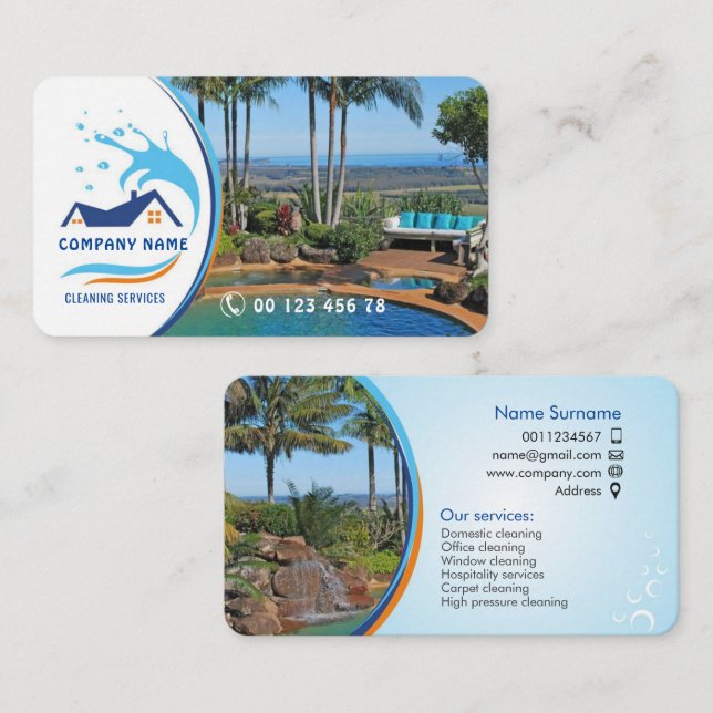 Visita Tarjeta comercial de servicio de limpieza (Anverso / Reverso)